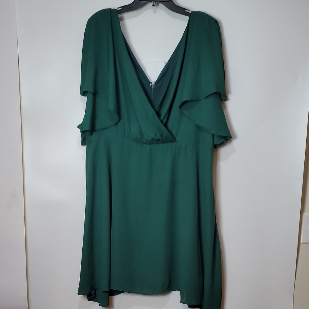 SHEIN Green Mini Sundress with Ruffled Flutter Sleeves - Picture 2 of 12